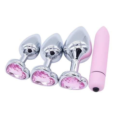 Crystal Anal Plug and Bullet Vibrator Set