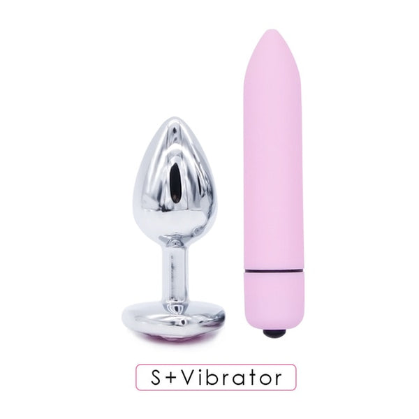 Crystal Anal Plug and Bullet Vibrator Set