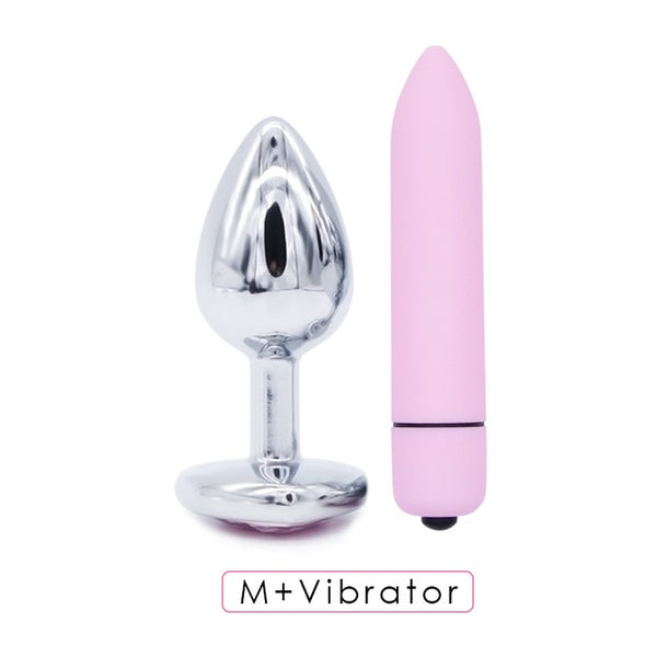 Crystal Anal Plug and Bullet Vibrator Set