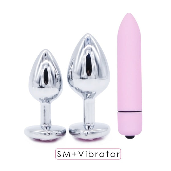 Crystal Anal Plug and Bullet Vibrator Set