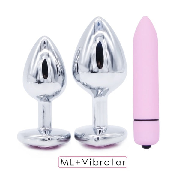 Crystal Anal Plug and Bullet Vibrator Set