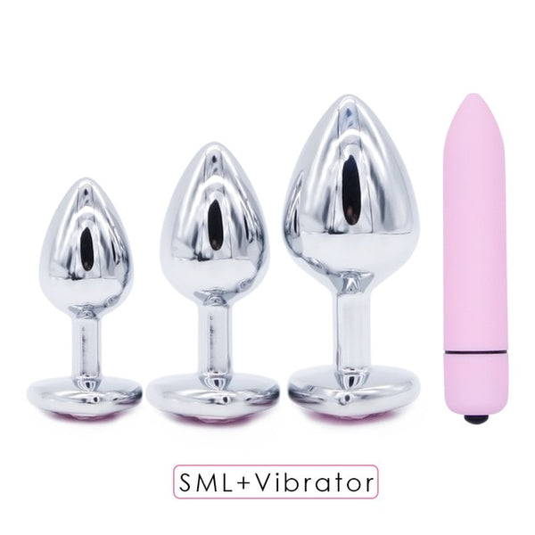 Crystal Anal Plug and Bullet Vibrator Set